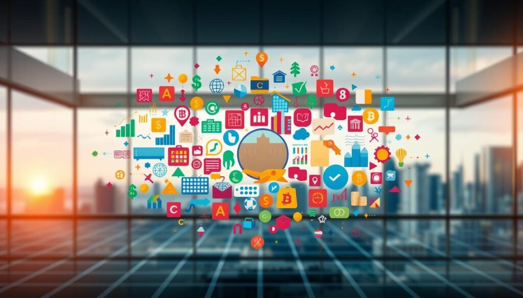 A vibrant mosaic of diversified investment alternatives, set against a sleek and modern backdrop. In the foreground, a dynamic array of financial icons - stocks, bonds, real estate, and digital assets - intertwine in a visually striking display. The middle ground features a geometric grid, hinting at the intricate web of portfolio diversification. The background showcases a softly blurred cityscape, conveying a sense of urban sophistication and economic opportunity. Warm, directional lighting casts a subtle glow, creating depth and highlighting the diverse investment options. The overall composition exudes a balance of complexity and elegance, inviting the viewer to explore the world of alternative investment strategies.